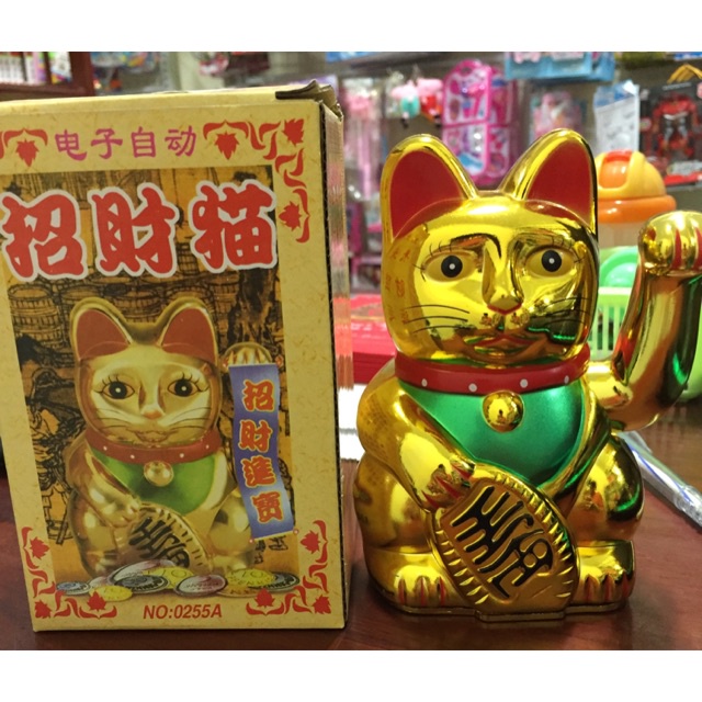 MÈO THẦN TÀI, MÈO MAY MẮN VẪY TAY BẰNG NHỰA SỬ DỤNG PIN