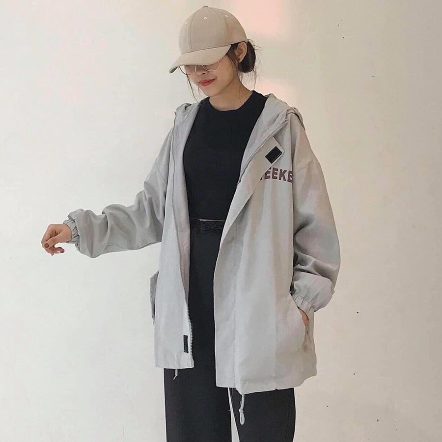 Áo Khoác Gió Hoodie che nắng chống gió cản mưa vải dù 2 lớp Thời Trang Unisex form rộng Đồ Đôi cho nam nữ in chữ Weekend