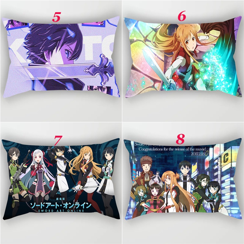 Vỏ Gối Chữ Nhật In Hình Sword Art Online Trang Trí Xe Hơi Ốp