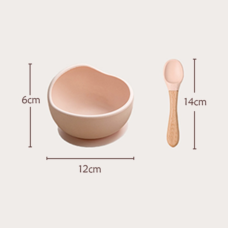 Bộ Tô Và Muỗng Ăn Bằng Silicone Cấp Thực Phẩm Có Giác Hút Cho Bé