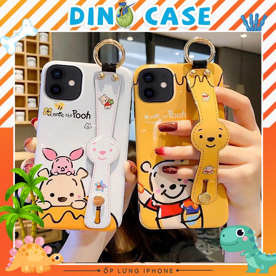 Ốp lưng iphone Có Móc Tay Kiêm Giá Đỡ Điện Thoại Gấu Pooh- Lợn Piglet 6/6plus/6splus/7plus/8plus/x/xs/xs max/11/11promax