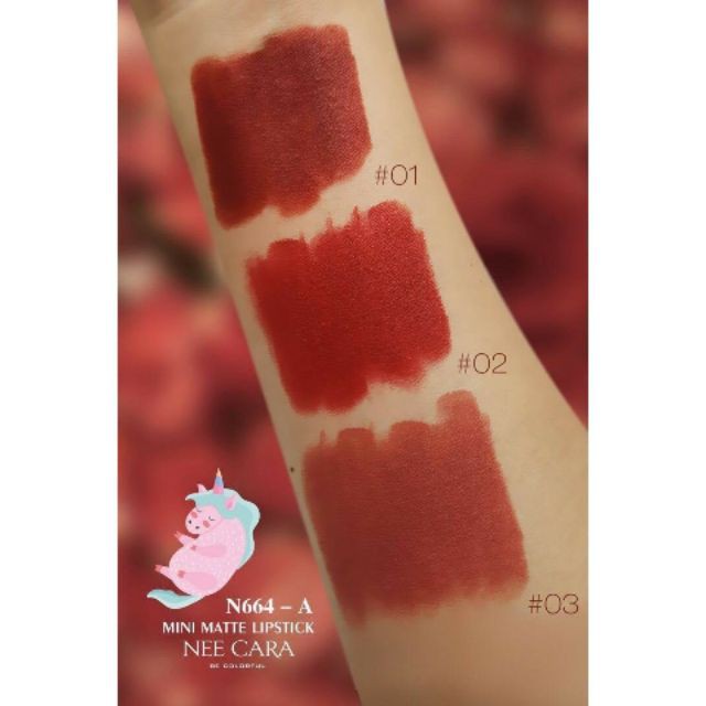 Auth 100% 3 cây son mini matte lipstick neecara