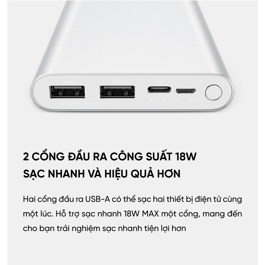 [Mã SKAMA06 giảm 8% đơn 250k]Pin sạc dự phòng Xiaomi Gen 3 10000mAh