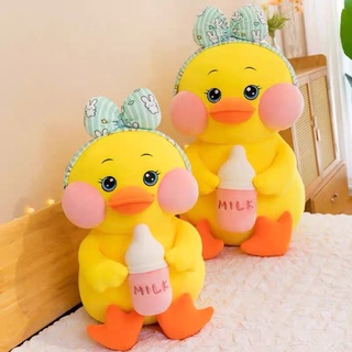 Thú nhồi bông vịt vàng ôm bình sữa, gấu bông con vịt hit hot cao cấp