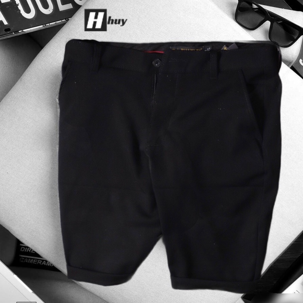 Quần short tây nam, khóa kéo, vải kate co giãn, kiểu dáng basic Hàn Quốc