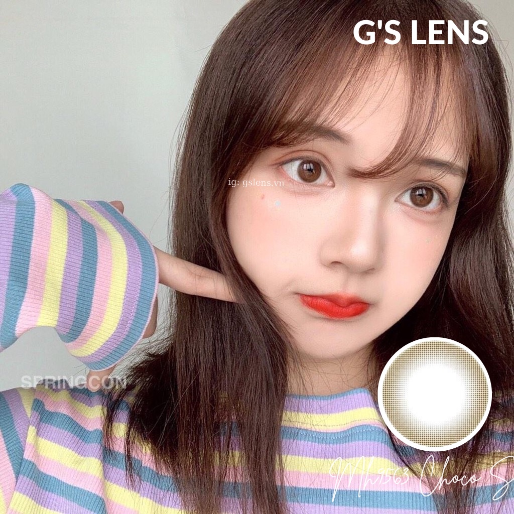 Lens Mắt Kính Áp Tròng Nâu Choco Giãn Nhẹ Size S 14.2mm Có 0 Đến 6 Độ Cận Mh9563 Choco