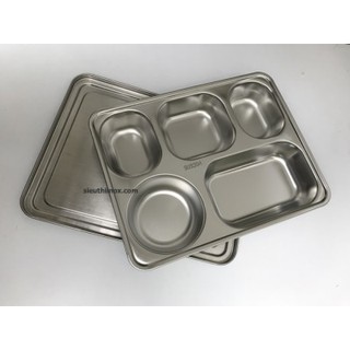 Khay cơm inox sâu lòng Hàn Quốc giá rẻ (4 hoặc 5 ngăn)