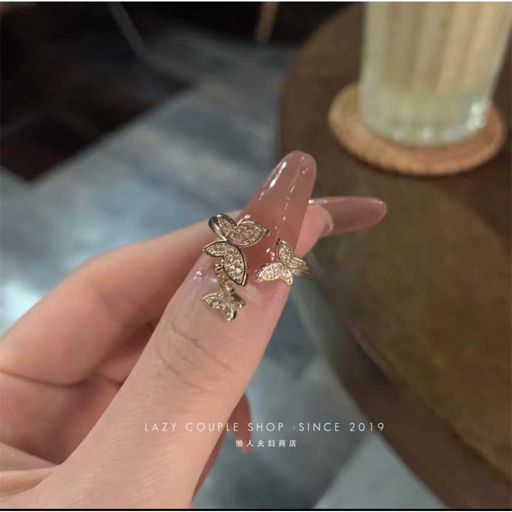 Nhẫn Hợp Kim Hình Bướm Sang Trọng Phong Cách Hàn Quốc Cho Nữ