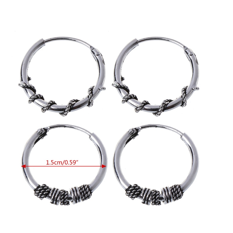 Bông Tai Tròn Bằng Kim Loại Phong Cách Punk Tối Giản