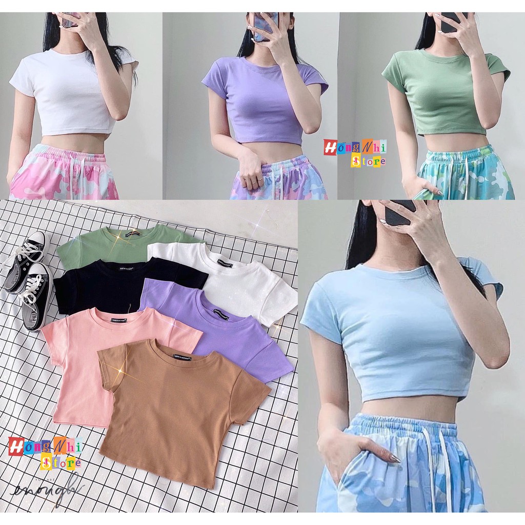 Áo Croptop Body Ulzzang Trơn Tay Ngắn Dáng Ôm - MM