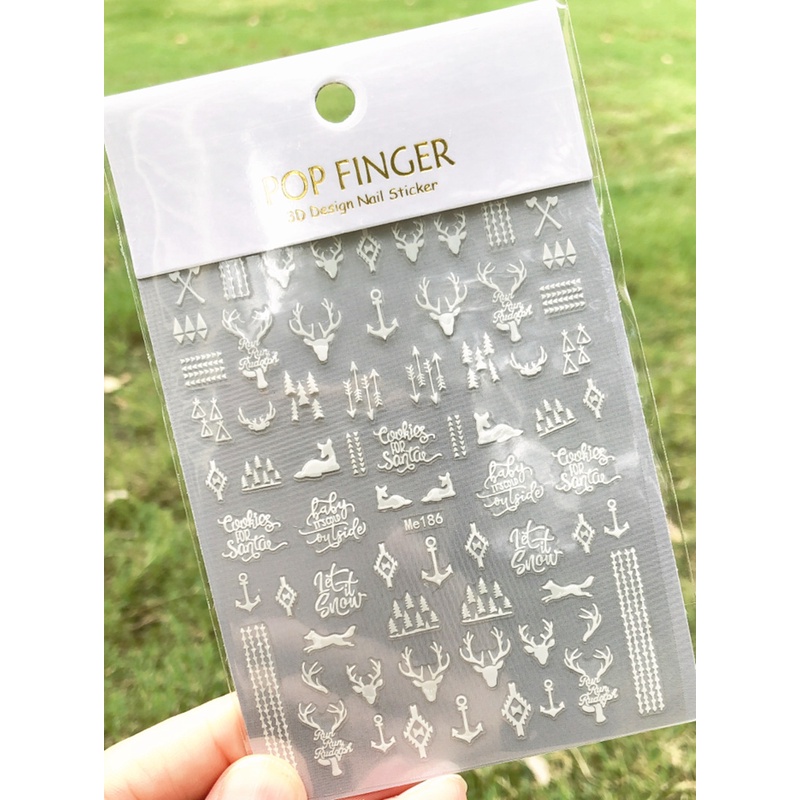 Miếng Dán Trang Trí Móng Tay 3D Hình Bông Tuyết Màu Vàng Trắng Me180-197