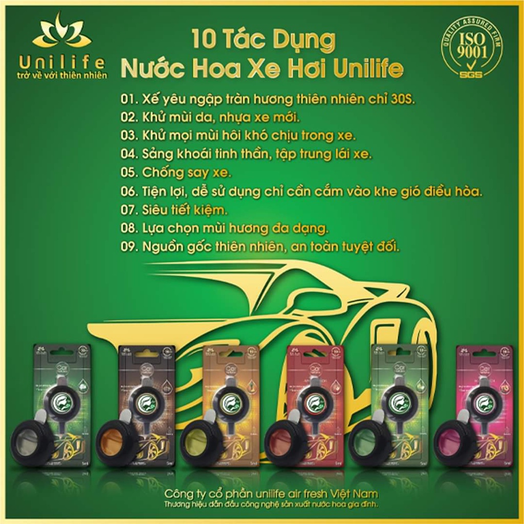 Tinh dầu nước hoa ô tô Unilife, nước hoa xe hơi hương Dứa Chín cực đã, khử mùi ô tô, sảng khoái lái xe, dung tích 5ml