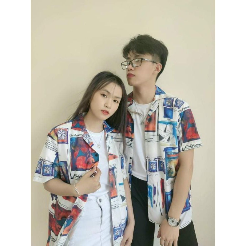 áo sơ mi Nam nữ cổ vest tay ngắn ,áo sơ mi cặp