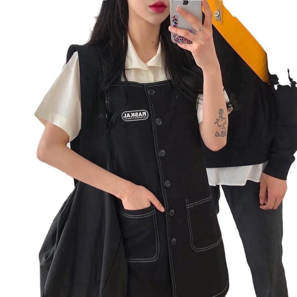 Váy Yếm Logo Chỉ Nổi Chất Thái Chéo Mặc Mùa Đông Mùa Hè Đều Được Hot Trend Dễ Thương | BigBuy360 - bigbuy360.vn