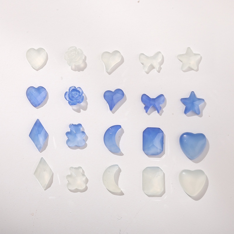 Phụ Kiện Trang Trí Móng Tay Trong Suốt Hình Hoa Đào Gấu Trái Tim Thay Đổi Màu Sáng Thần Kì Mùa Hè Mới Màu Xanh Lam Nhạt Trong Suốt Ma Thuậ