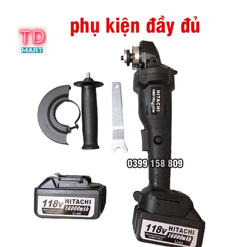 Máy mài, máy cắt cầm tay dùng pin 118V HITACHI, không chổi than, lõi đồng tặng đá cắt