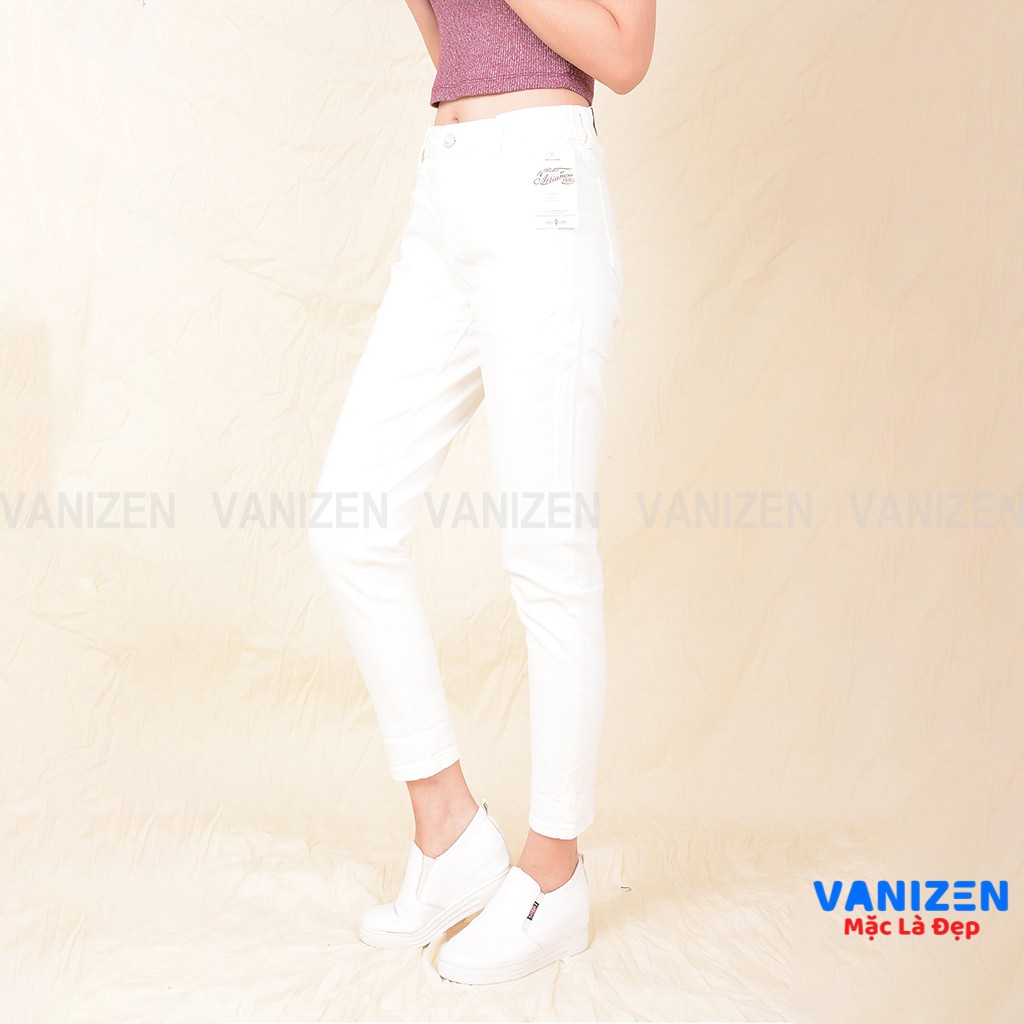 Quần jean nữ ống rộng baggy đẹp lưng cao cạp bán chun đen trắng trơn hàng hiệu cao cấp mã 458 VANIZEN