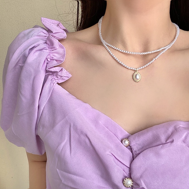 We Flower Dây chuyền hợp kim xỏ chuỗi hạt ngọc trai giả xinh xắn dành cho nữ
