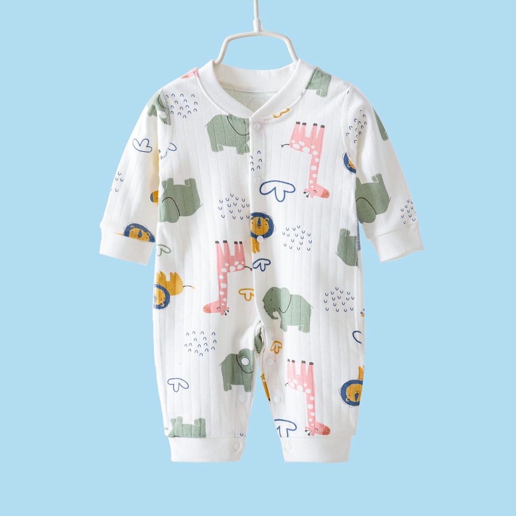 Áo liền quần dài tay cotton cho bé trai và bé gái sơ sinh từ 3-13kg, hàng đẹp xuất Hàn - BD72