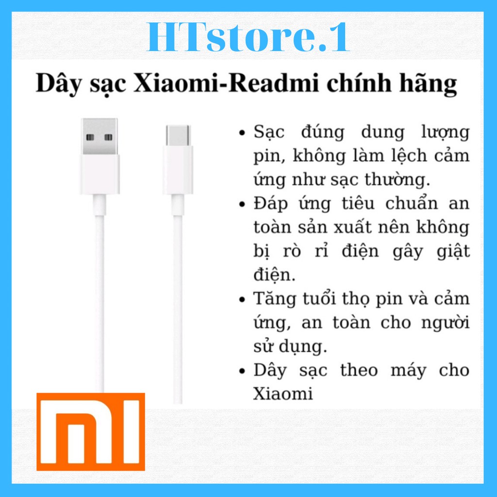 DÂY CÁP SẠC NHANH XIAOMI-REDMI CHÍNH HÃNG 1 ĐỔI 1