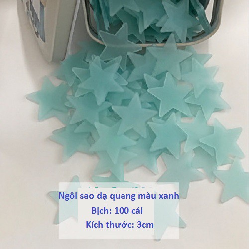 Ngôi sao dạ quang bịch 100 cái ⚡ FREESHIP ⚡ kích thước 3cm (chọn màu )