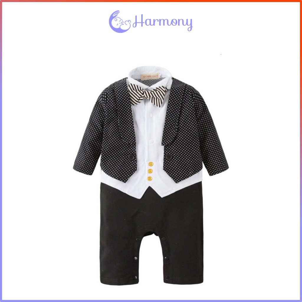 Set bộ vest ghi lê sọc vest đen quần tây đen sang trọng cho bé trai từ đầy tháng 3 6 12 tháng thôi nôi 1 tuổi 2 tuổi
