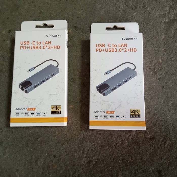 Hub USB Type C 5 in 1 To HDMI, RJ45, 2 x USB 3.0, USB Type C