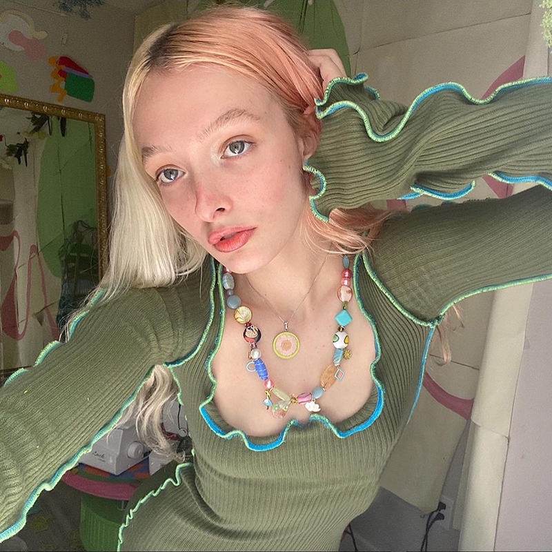 DUNEA Váy bó sát dài tay cổ tròn gợi cảm cho phụ nữ