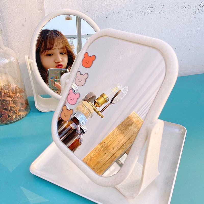 Gương trang điểm để bàn 2 mặt gương xoay 360''