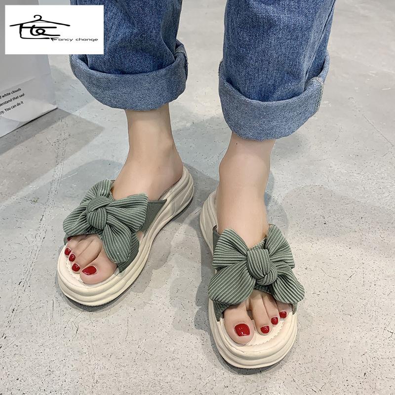 Dép Sandal Đế Xuồng Siêu Mềm Đính Nơ Thời Trang Mùa Hè Cho Học Sinh