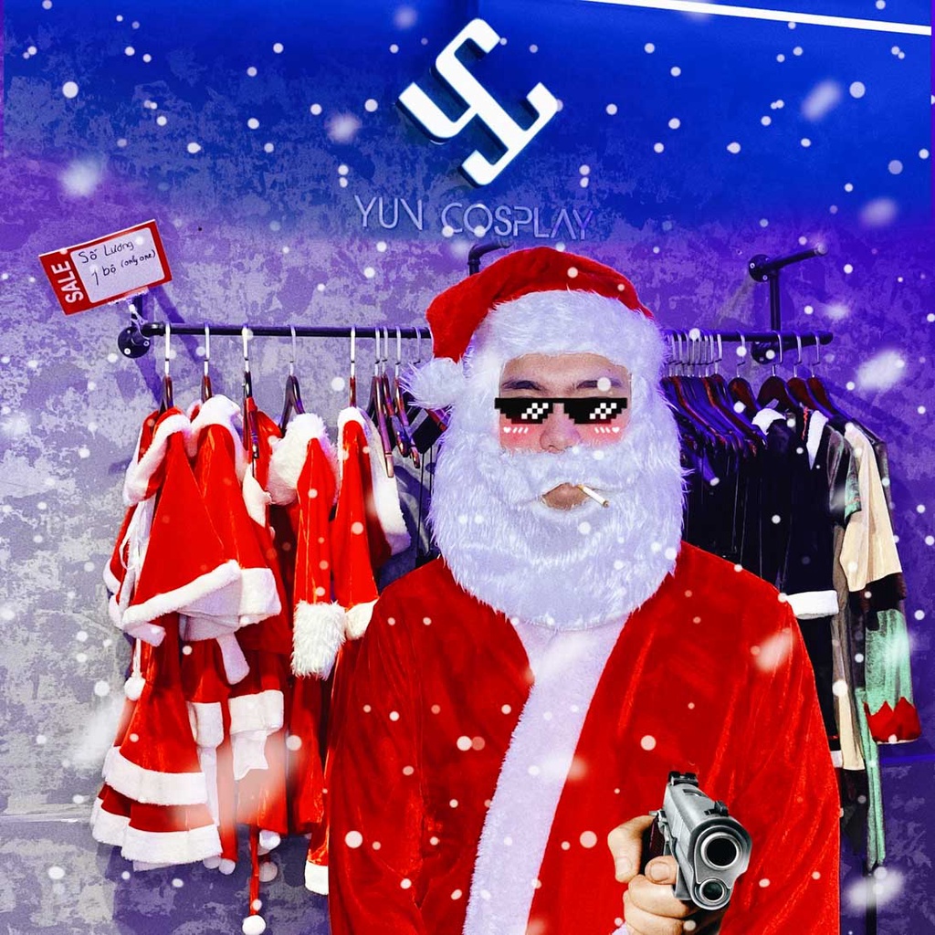 Râu ông già noel gắn liền mũ