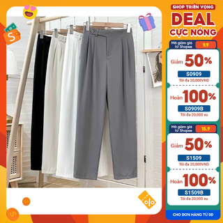 Quần vải baggy nữ cạp cao, lưng chun siêu tôn dáng, dễ phối đồ đủ size S/M/L/XL