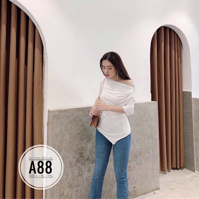 Bigsize Áo thun lệch vai A88