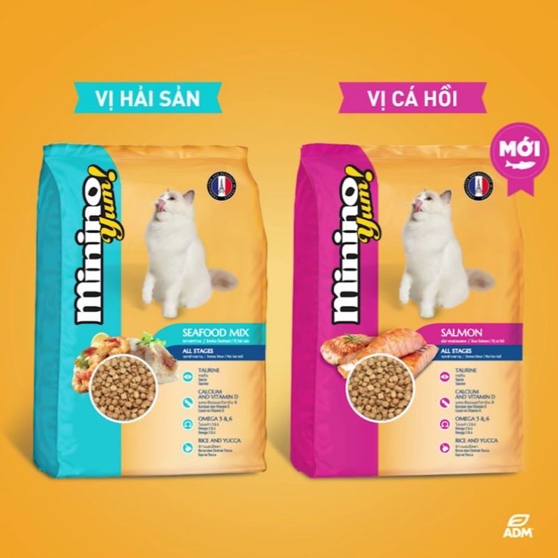 [1,5kg] Hạt Minino Yum cho mèo vị Hải sản / Cá hồi