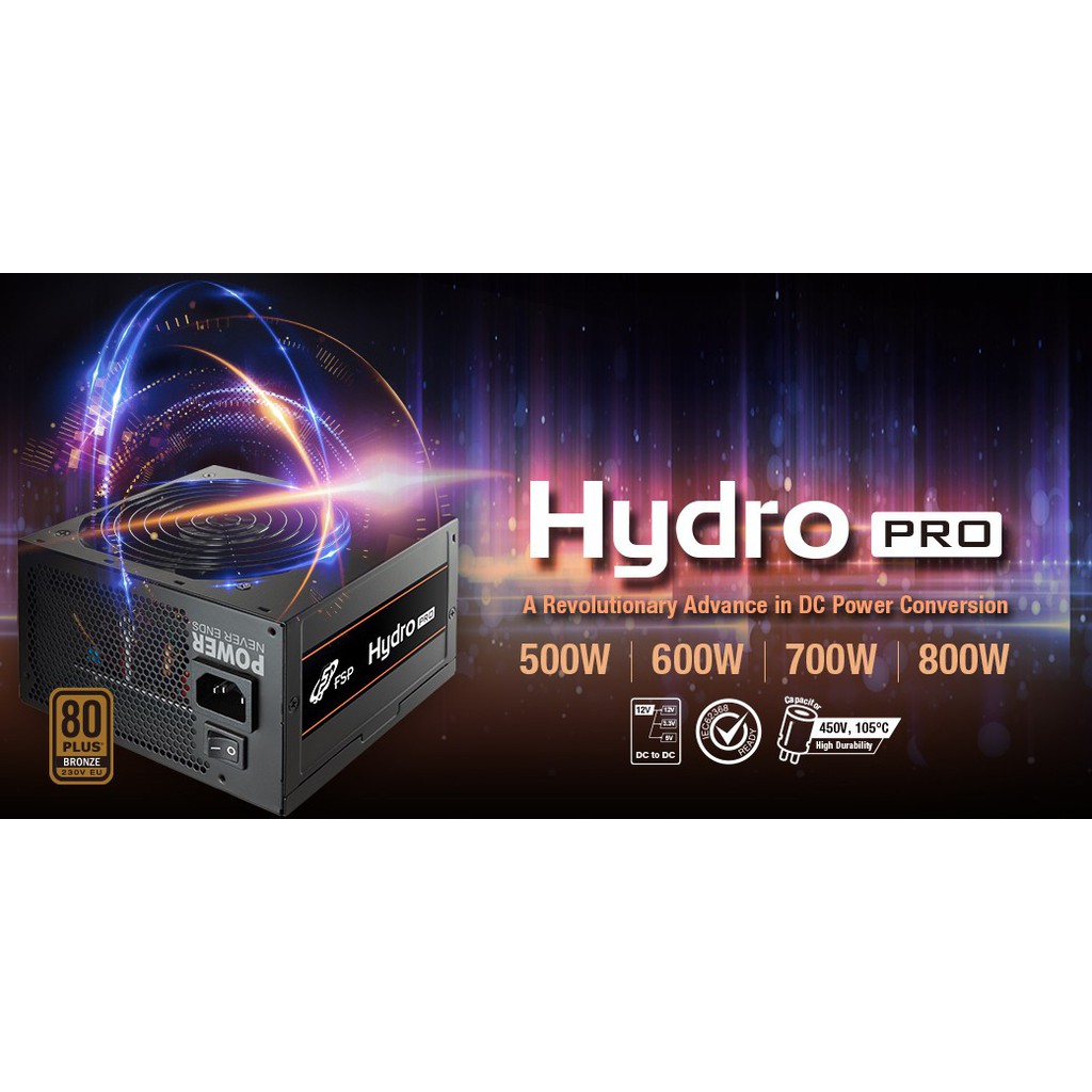 Nguồn Máy Tính FSP HYDRO PRO 800w ( 80Plus brozne /Active PFC/Single Rail - chính hãng )