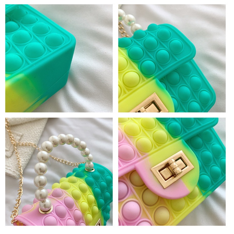 Pop It Túi Xách Tote Đựng Đồ Chơi Bóng Phồng Có Dây Đeo Đính Ngọc Trai Dễ Thương Cho Phụ Huynh Và Bé Phụ Huynh