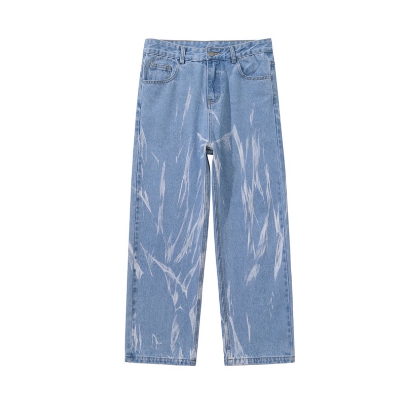 Quần bò jeans ống rộng loang màu có big size 2 màu xanh - đen Ulzzang hiphop siêu chất ❤️