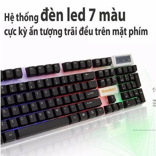 Bàn Phím Bosston 808 Có Dây Giả Cơ Led 7 màu RGB - Gaming Led Màu Trắng (chính hãng)