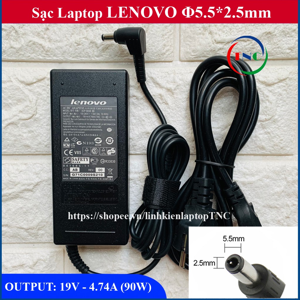 Sạc Laptop Lenovo 19V - 4.74A - 90W ( Adapter Lenovo 19V - 4.74A ) kèm dây nguồn