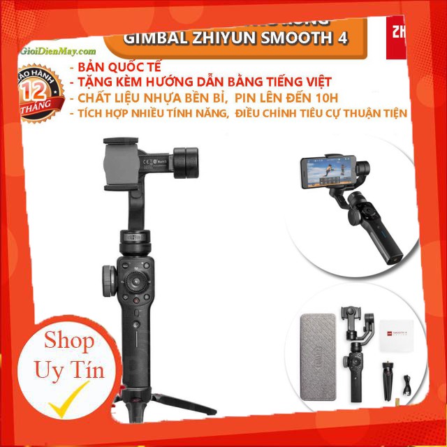 [SALEOFF] (hàng chính hãng) Tay cầm chống rung gimbal Zhiyun smooth 4 - Bảo hành 12 tháng - Shop Thế Giới Điện Máy ..