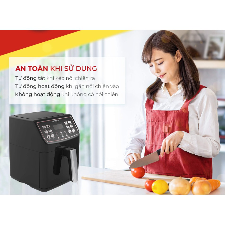 Nồi chiên không dầu Sharp KF-AF55EV-BK 5.5 lít - Hàng chính hãng - Bảo hành 12 tháng