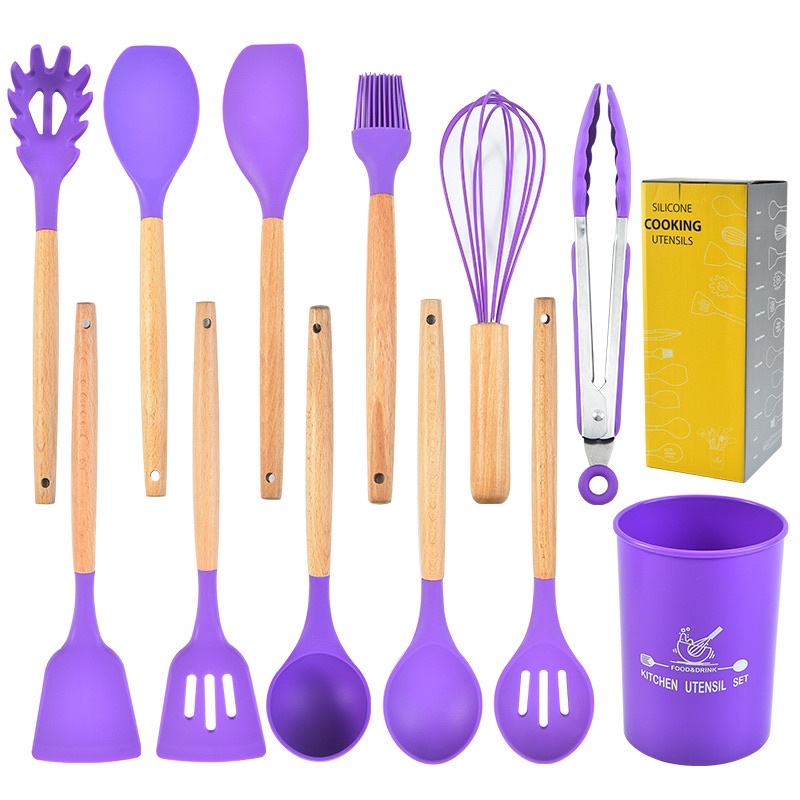 bộ nấu bếp silicon 11 món kèm cốc đựng hàng đẹp