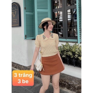 Áo đan len thêu hoa