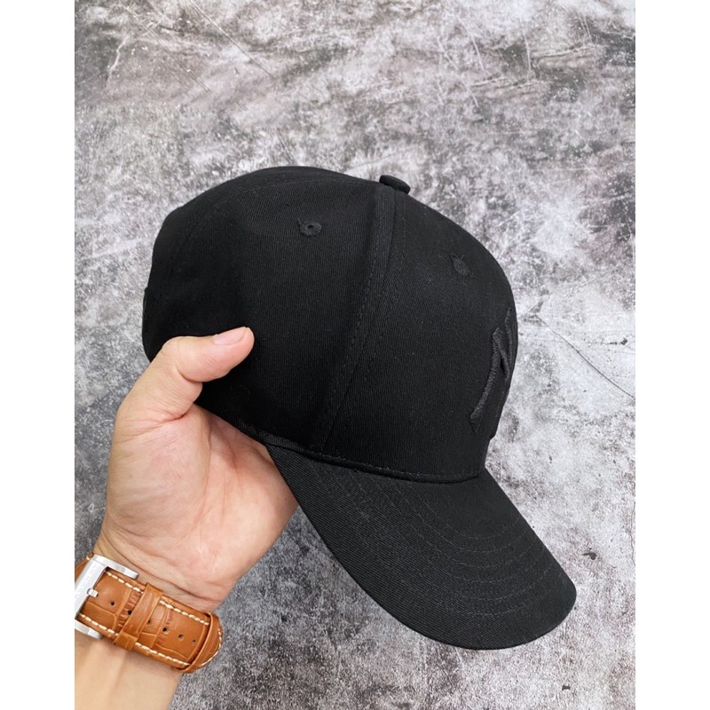 |ẢNH THẬT|MŨ LƯỠI TRAI LOGO THÊU ĐEN FULL