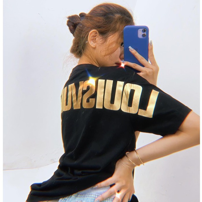 Áo thun Unisex Nam Nữ LUONVUITOI Nhũ Vàng kim lưng Hàn Quốc Lấp Lánh