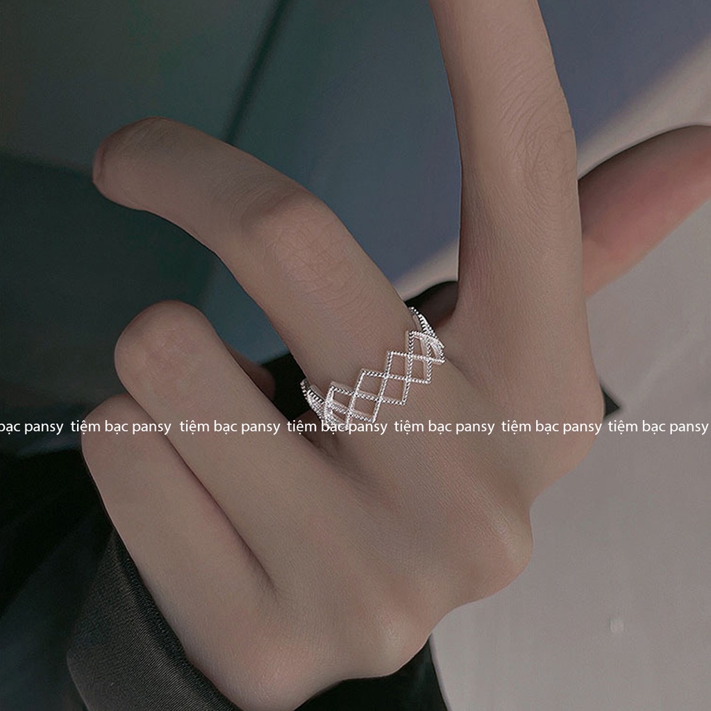Nhẫn bạc nữ PANSY thiết kế hình lưới trendy - Nhẫn nữ bạc ta cao cấp cá tính