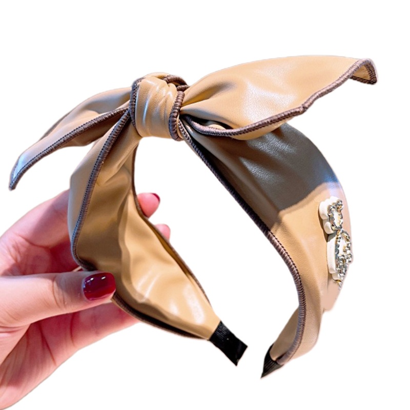 Băng Đô Thắt Nơ Bằng PU Đính Đá Phong Cách Vintage Dành Cho Gấu