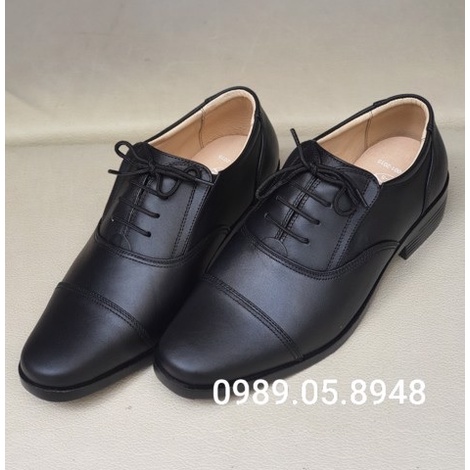 Giày da nam công sở, giày tây da bò thật lịch lãm màu đen Mã PN08