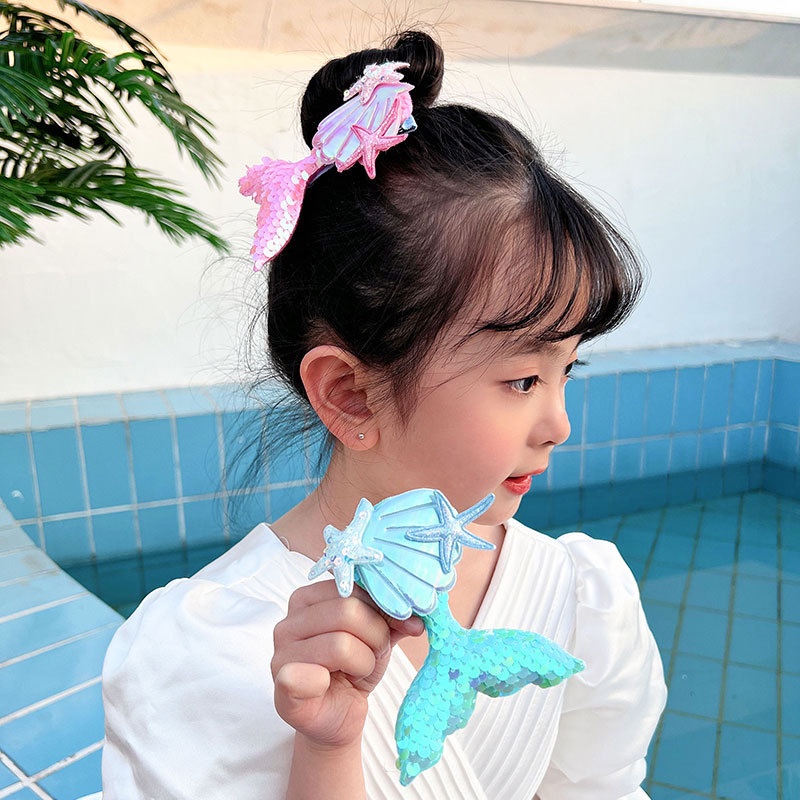 Kẹp Tóc Mái Bằng Sequin Họa Tiết Hoạt Hình Phong Cách Hàn Quốc Cho Bé Gái