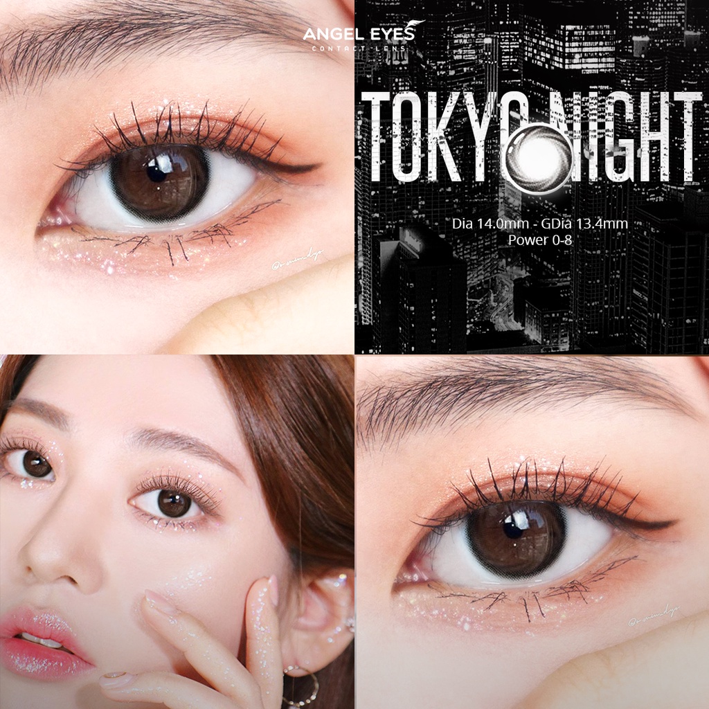 [Hàng mới về] Lens đen giãn tròng có độ cận Tokyo Night nhãn hiệu Angel Eyes ( Độ cận 0-8 độ )